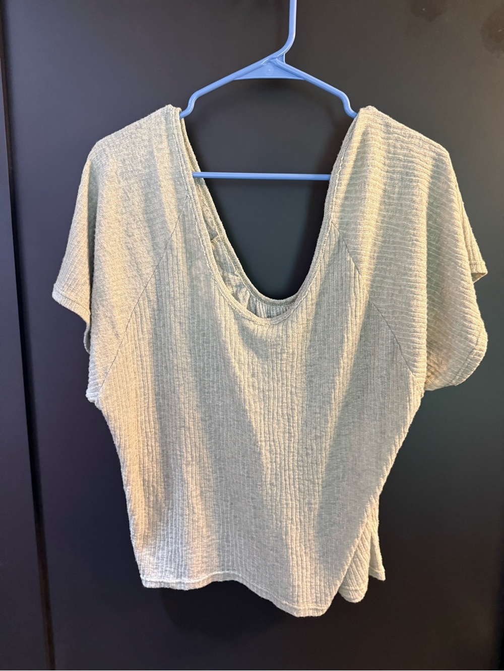 Project Social T Lightweight Ribbed Scoop Neck Short Sleeve Top - Beige